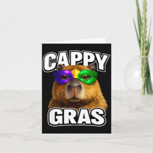 Grappig mardi gras-masker capybara-meme kaart