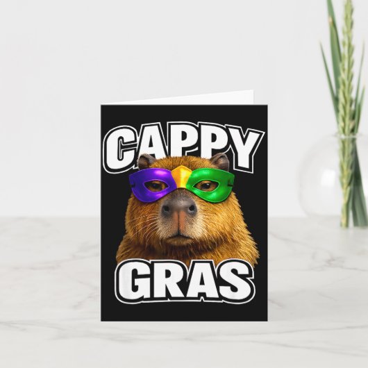 Grappig mardi gras-masker capybara-meme kaart (Voorkant)