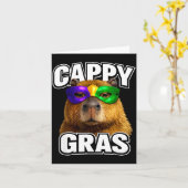 Grappig mardi gras-masker capybara-meme kaart (Gele Bloem)