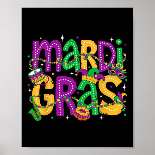 Grappig Mardi Gras Parade Outfit Jester Pet Mannen Poster (Voorkant)