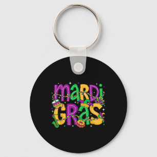 Grappig Mardi Gras Parade Outfit Jester Pet Mannen Sleutelhanger