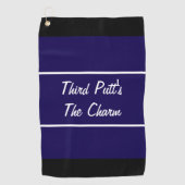 Grappig marine blauw derde putt cadeau voor golfer golfhanddoek (Voorkant)