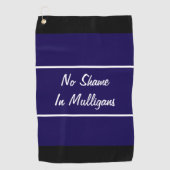 Grappig marineblauw geen schaamte mulligans cadeau golfhanddoek (Voorkant)