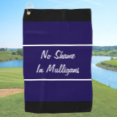 Grappig marineblauw geen schaamte mulligans cadeau golfhanddoek