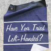 Grappig marineblauw geprobeerd linkshandig cadeau  golfhanddoek