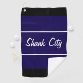 Grappig marineblauwe shank stad cadeau voor golfer golfhanddoek (Insitu)