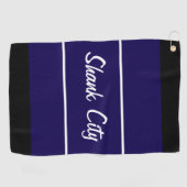 Grappig marineblauwe shank stad cadeau voor golfer golfhanddoek (Horizontaal)