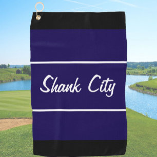 Grappig marineblauwe shank stad cadeau voor golfer golfhanddoek