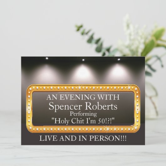 Grappig Marquee Birthday-uitnodiging. Kaart (Staand voorkant)