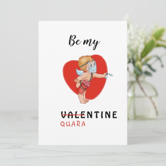 grappig masker met 2021 hart is mijn valentijn feestdagenkaart (Staand voorkant)