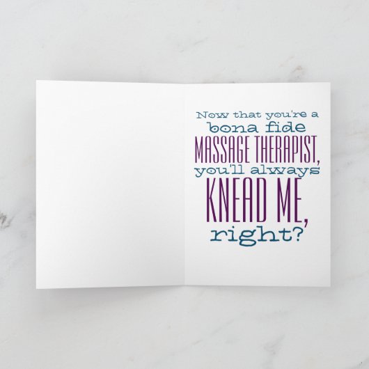 Grappig Massage School Afstuderen Gefeliciteerd Kaart (Binnen)