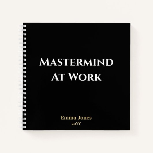 Grappig ‘Mastermind at Work’, Black Custom Journal Notitieboek (Voorkant)