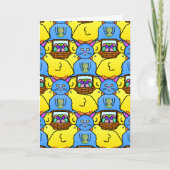 Grappig MC Easter Bunny Chicks Tesselltern Feestdagen Kaart (Voorkant)