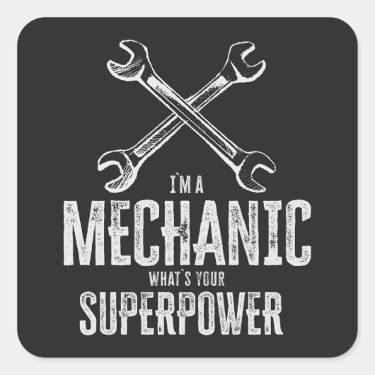 Grappig mechanisch  Garage Wrench Werkgereedschap Vierkante Sticker (Voorkant)