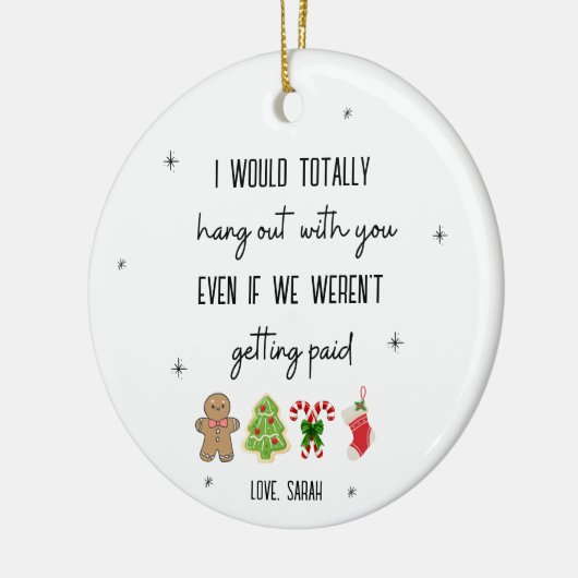 Grappig Medewerker Gepersonaliseerde Kerst Kantoor Keramisch Ornament (Links)