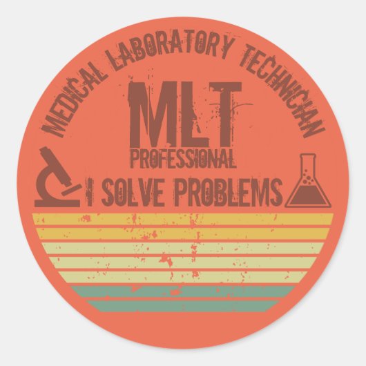 Grappig medisch lab tech mlt  zonsondergang ronde sticker (Voorkant)