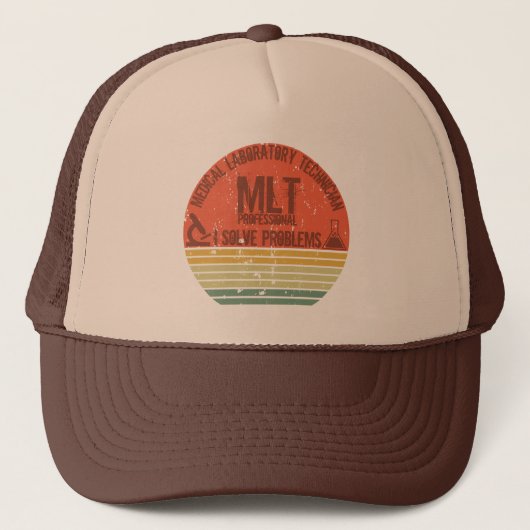 Grappig medisch lab tech mlt  zonsondergang trucker pet (Voorkant)