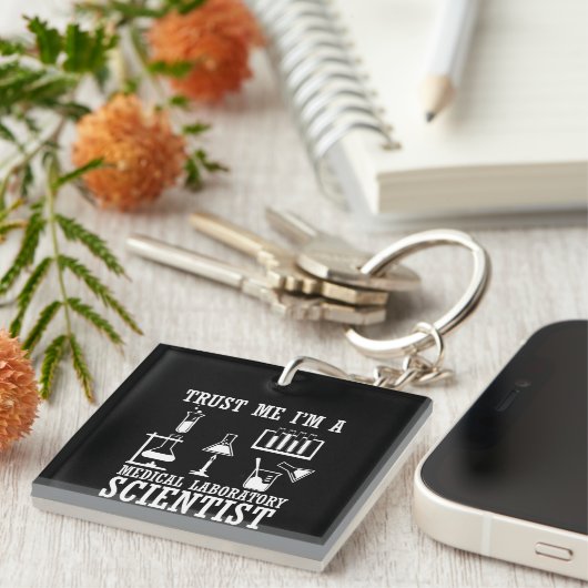 Grappig medisch lab tech scientist humor laborator sleutelhanger (Voorkant Rechts)