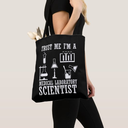 Grappig medisch lab tech scientist humor laborator tote bag (Dichtbij)