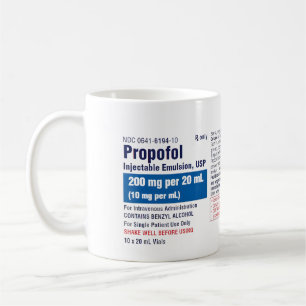 Grappig medisch Propofol-label Koffiemok