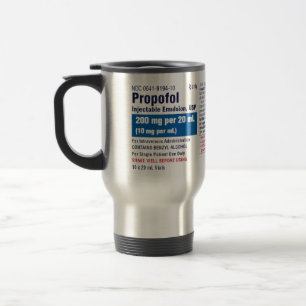 Grappig medisch Propofol-label Reisbeker