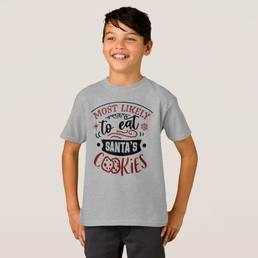 Grappig Meest Waarschijnlijk Koekjes Kerst Eten T-shirt (Voorkant volledig)