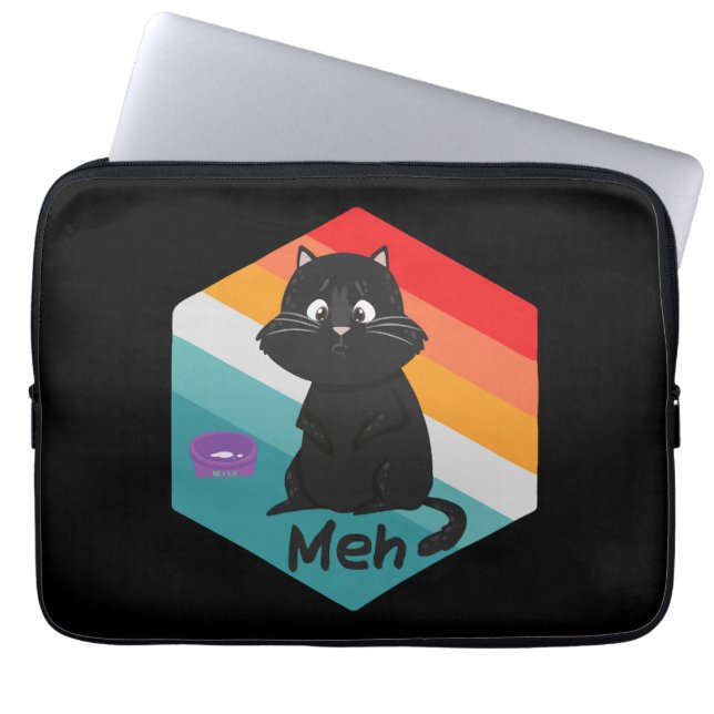 Grappig Meh Cat Gift voor Kattenliefhebbers Kitten Laptop Sleeve (Voorkant)