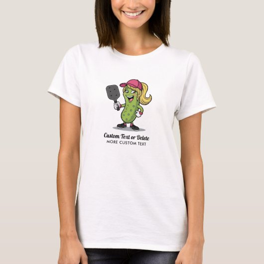 Grappig meisje augurk spelen pickleball aangepaste t-shirt (Voorkant)