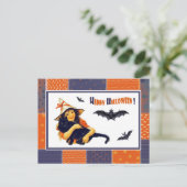 Grappig  Meisje Halloween Briefkaart (Staand voorkant)