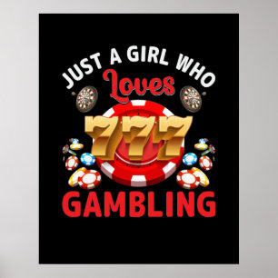 Grappig meisje houdt van gokken woord kunst Casino Poster