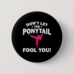 Grappig Meisje Karate Ontwerp Kinderen Vrouwen Kic Ronde Button 5,7 Cm
