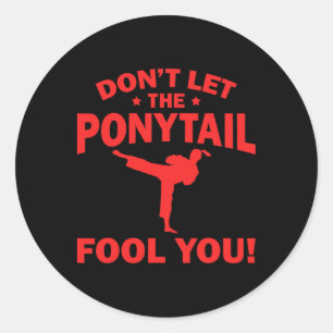 Grappig Meisje Karate Ontwerp Kinderen Vrouwen Kic Ronde Sticker