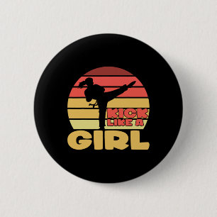 Grappig Meisje Kickboksen Meisje Karate Meisje Vec Ronde Button 5,7 Cm