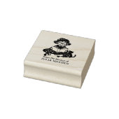 Grappig Meisje met Kat Boekplaat Rubberstempel (Stempel)