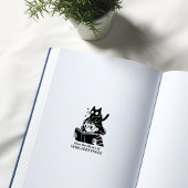 Grappig meisje met kat ex-libris rubberstempel