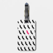 Grappig meisje roze en zwart model bagagelabel (Achterkant verticaal)