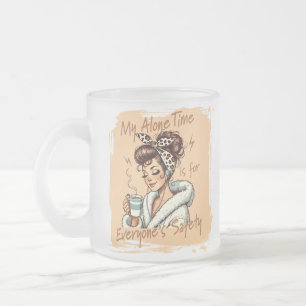 Grappig Meisje Tijdens Koffietijd 's Ochtends Matglas Koffiemok