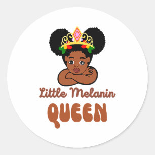 Grappig Meisje Weinig Melanine Koningin Zwarte Ges Ronde Sticker