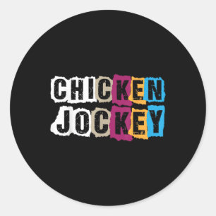 Grappig Meme Chicken Jockey T-shirt.png Ronde Sticker