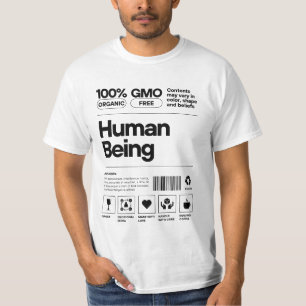 Grappig Menselijk Etiket T-Shirt – Biologisch, GGO