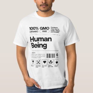 Grappig Menselijk Etiket T-Shirt – Biologisch, GGO
