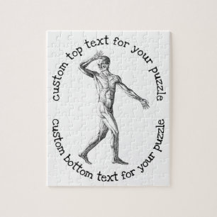 Grappig  menselijke anatomie die zweeft over koken legpuzzel