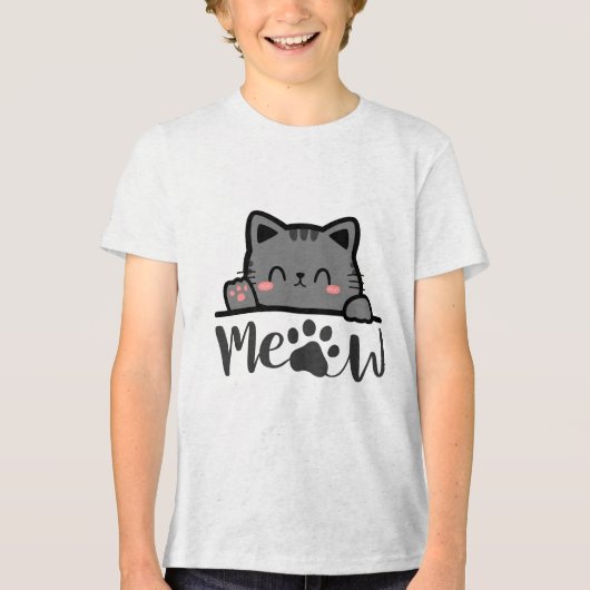 Grappig 'Meow' Kat Liefhebber T-Shirt - Cute Kitty (Voorkant)