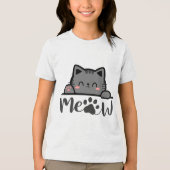Grappig 'Meow' Kat Liefhebber T-Shirt - Cute Kitty (Voorkant)