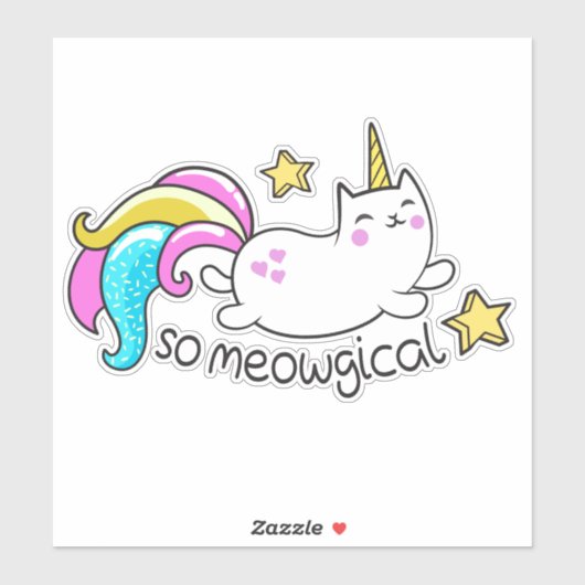 Grappig meowlogical eenhoorn kat sticker (Vel)