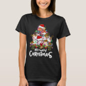 Grappig Meowry kerstboom lichten kerstcadeau T-shirt (Voorkant)