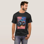 Grappig Merica Monster Truck USA Vlag 4th of July  T-shirt (Voorkant volledig)