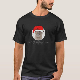 Grappig Merry Cat Christmas T-Shirt met lange mouw