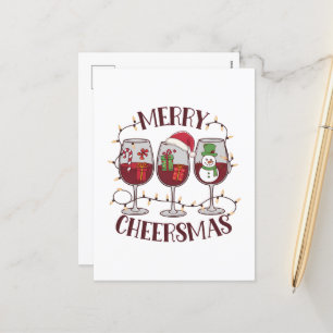 Grappig Merry Cheermas woord kunst wijn Feestdagenkaart