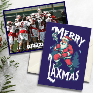 Grappig Merry Laxmas Lacrosse Team Kerst Foto Feestdagenkaart